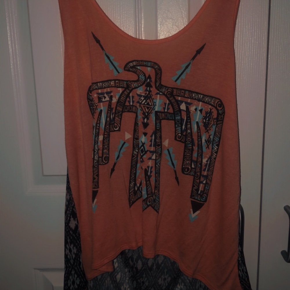 Pink and geometric tank top